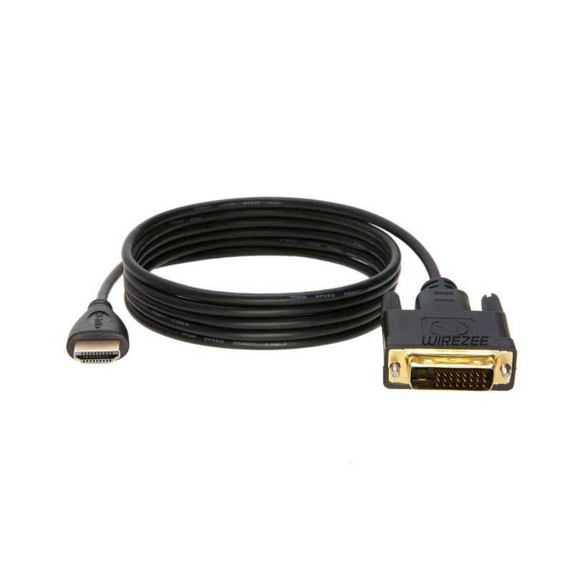 WireZee 6FT HDMI to DVI-D 24+1 Cable â€“ HDMI Male to DVI-D Male Adapter Cable for Monitor, PC, Laptop, TV, Projector â€“ High-Speed Digital Video Cable Supports 1080p/4K â€“ Gold-Plated Connectors - Image 1